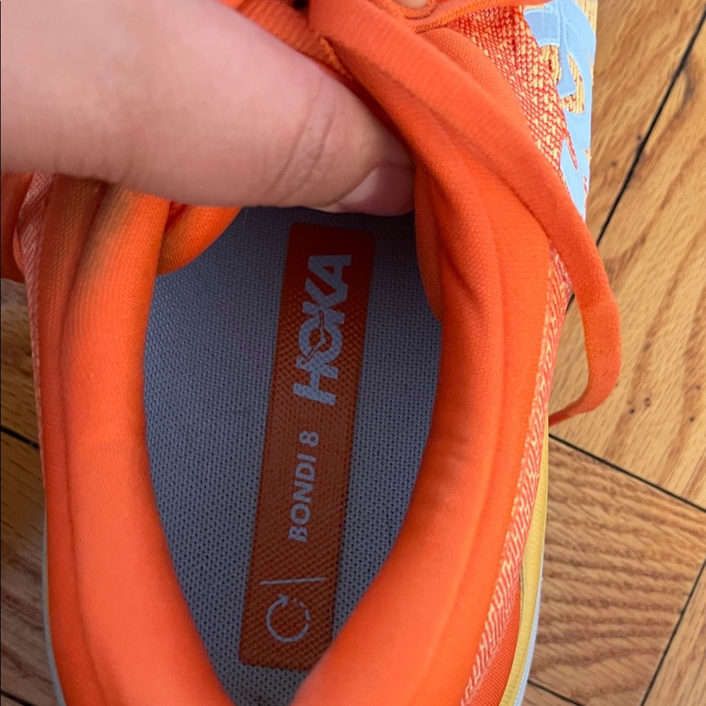 Hoka Men’s Bondi 8 Orange and Yellow Sneakers - Picture 10 of 12